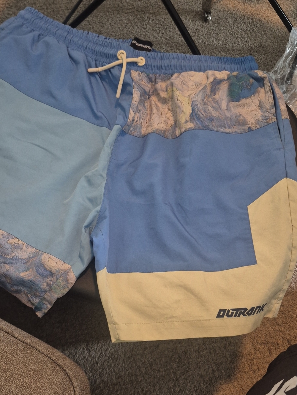 Outrank  Light Blue & Cream Men’s Swim Shorts